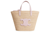 CELINE Plant Material With Cow Leather Binding Shoulder Bag, Crossbody Bag, Handbag Women's Light Pink & Natural