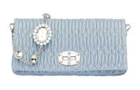 MIU MIU CRYSTAL Sheepskin Handbag Small Size Women's Sky Blue