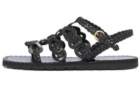 PRADA Braided Leather Sandals 'Black' Women's