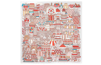 HERMES Silk Scarves Women's Pearl Gray/Garnet Red
