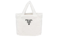 PRADA Quilting Shearling Tote Bag, Shopping Bag, Handbag Women's White/Black