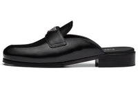PRADA Brushed Leather Mules 'Black' Women's