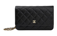 CHANEL Wallet On Chain Quilted Caviar Gold-tone Black