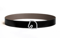 HERMES Horse Head Buckle Double-Sided Smooth Buckle Leather Belts Men's Black/Light Brown Width: 3.8cm