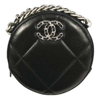 CHANEL 19Bag Lambskin Round Bag Evening Party Bag Handheld Shoulder Bag Crossbody Bag Women's Black