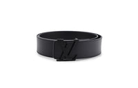 LOUIS VUITTON Smooth Buckle Cow Leather Belts Men's Black Width 4cm