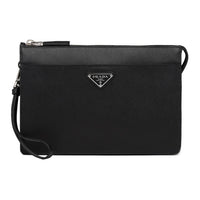 PRADA Saffiano Leather Clutch Men's Black