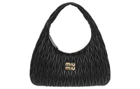 MIU MIU Nappa Leather Hobo Bag Handbag Women's Black