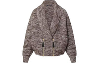 LOUIS VUITTON Zip-Up Shawl Collar Cardigan Knitwear Women's Brown