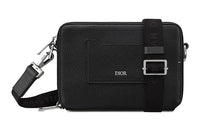DIOR Grained Calfskin Clutches Crossbody Bag Shoulder Bag Men's Black