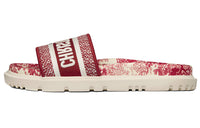 DIOR Slide "Toile De Jouy Flowers Embroidered" Sandals Red Women's