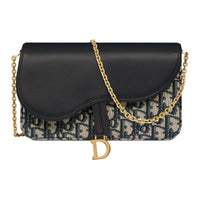 DIOR Oblique Printed Fabric Patchwork With Smooth Cow Leather Shoulder Bag Crossbody Bag Women's Blue