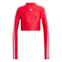 (WMNS) adidas 3-Stripes Cropped Long Sleeve T-Shirt 'Red White' IR8132