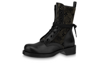 LOUIS VUITTON Lv Flat Ranger Boots 'Black With Olive Green Monogram' Women's