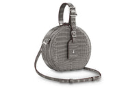 LOUIS VUITTON Petite Boite Chapeau Polished Crocodile Leather Round Bag Shoulder Bag Crossbody Bag Handbag Women's Gray