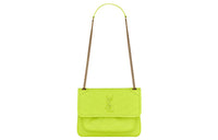 SAINT LAURENT Niki Sheepskin Portable Crossbody Bag, Shoulder Bag Women's Neon Yellow