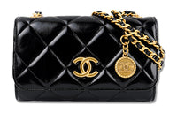 CHANEL WOC Cow Leather Flap Bag, Crossbody Bag, Shoulder Bag Women's Black