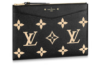 LOUIS VUITTON Grain Cow Leather Clutch Women's Black