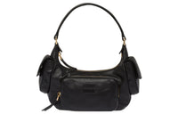 MIU MIU Soft Sheep Leather Biker Bag Shoulder Bag Handbag Women's Black