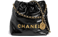 CHANEL 22 Handbag Mini 23S Shiny Calfskin Black