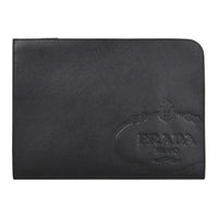 PRADA Leather Clutch Men's Black