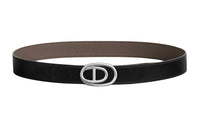 HERMES Solid Color Design Leather Belts Men's Black Width: 3.2CM