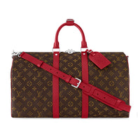 LOUIS VUITTON Keepall Coated Canvas Travel Bag Men's Silk Red