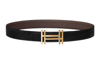 HERMES Leather Belts Men Black/Chocolate