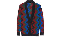 SAINT LAURENT Zig Zag Jacquard Sequin Cardigan