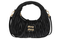 MIU MIU Wander Series Soft Sheep Leather Hobo Bag, Shoulder Bag, Crossbody Handbag Mini Women's Black