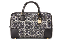 LOEWE Calfskin Canvas Crossbody Handbag Shoulder Bag Medium Size Women's Blue