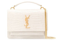SAINT LAURENT SUNSET Leather Sunset Bag, Chain Bag, Wallet, Portable Crossbody Bag, Shoulder Bag Regular Women's White