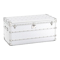LOUIS VUITTON Leather Coffee Table Storage Box Regular Unisex Silver
