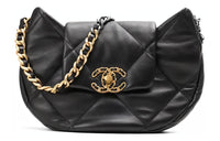 CHANEL 19Bag Leather Handbag Shoulder Bag Women's Black