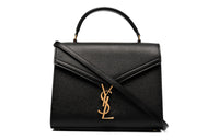 SAINT LAURENT CASSANDRA Grained Embossed Leather Crossbody Bag, Handbag, Shoulder Bag Medium Size Women's Black