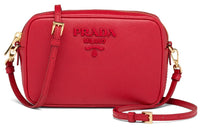 PRADA Calfskin Small Square Bag Crossbody Bag Shoulder Bag Women's Red