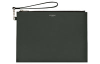 SAINT LAURENT PARIS Calfskin Clutch Men's Dark Green
