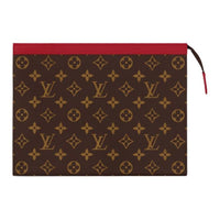 LOUIS VUITTON Pochette Voyage Leather Trim Clutch Regular Men's Red & Brown