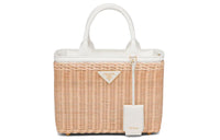 PRADA Wicker Shoulder Bag, Crossbody Bag, Handbag Women's Light Umber/White