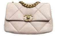 CHANEL 19Bag21K Winter Sheepskin Crossbody Bag, Shoulder Bag Women's Ecru