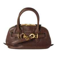MIU MIU Leather Shoulder Bag Crossbody Bag Handbag Mini Women's Heatherwood