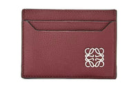 LOEWE Anagram Pebbled Cow Leather Card Holder Women's Berry