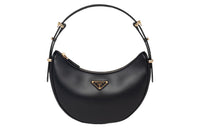 PRADA Arqué Leather Shoulder Bag Black