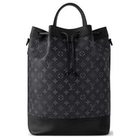 LOUIS VUITTON Canvas Coated Cow Leather Patchwork Trim Portable Crossbody Bag Shoulder Bag Men's Black