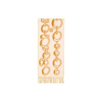 HERMES Knit Scarves Women's Ivory White/Red Ochre Yellow