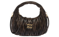 MIU MIU Matelassé Sheepskin Hobo Bag, Portable Crossbody Bag, Shoulder Bag Women's Sandy Brown