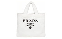 PRADA Fabric Tote Bag Shopping Bag Handbag Women's White