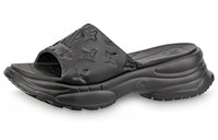 LOUIS VUITTON Pool 55 Odor Resistant Slide Slippers Women's Black