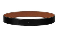 HERMES Calfskin Leather Belts Men's Black/Brown Width: 3.8cm