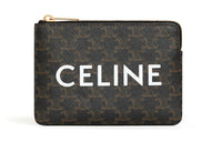 CELINE Triomphe Coated Canvas Handheld Card Holder Coin Purse Regular Women's Black/Tawny